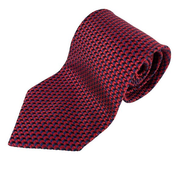 ERMENEGILDO ZEGNA 100% SILK Luxury Red Blue & Black Tie 3.75" - Picture 1 of 3